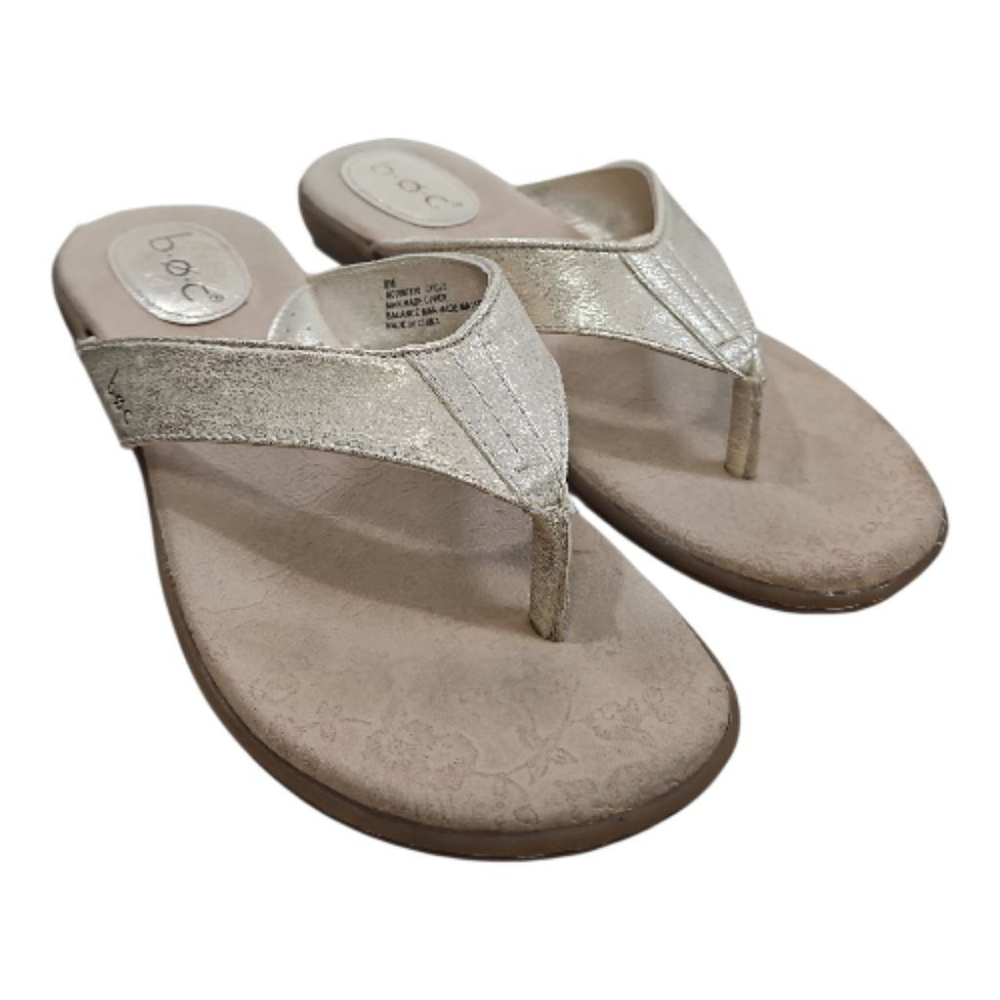 B.O.C. Born Gold Metalic Comfort Thong Slip-on Sandals Size 8 - Picture 1 of 8